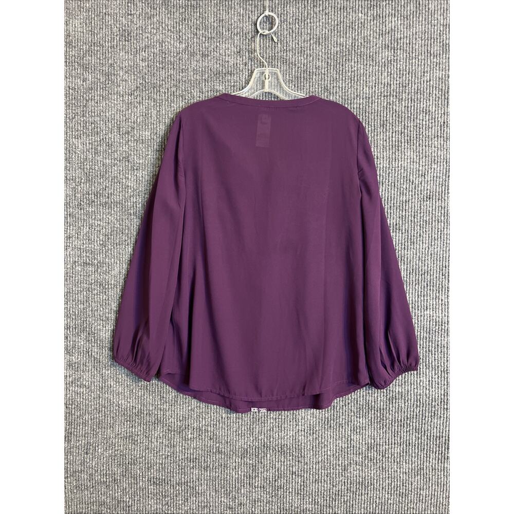 Chicos Womens Blouse Size 8/10 Purple Embroidered Boho Tassels Long Sleeve - Picture 2 of 7